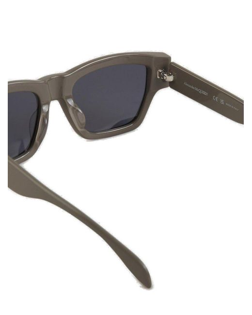 Alexander McQueen Gray Rectangular Frame Sunglasses for men