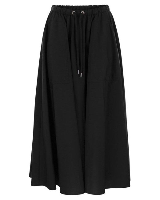 Moncler Black Poplin Maxi Skirt
