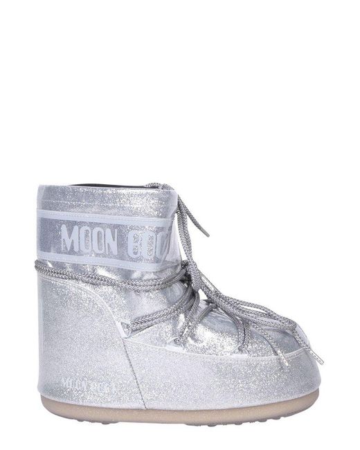 Moon Boot Icon Low Glitter Lace-up Boots in Blue | Lyst