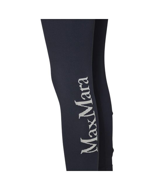 Max Mara Blue Basilea Logo Lettering Leggings