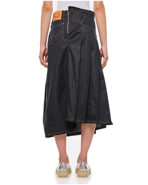 Junya Watanabe Black Low Rise Asymmetric Midi Skirt
