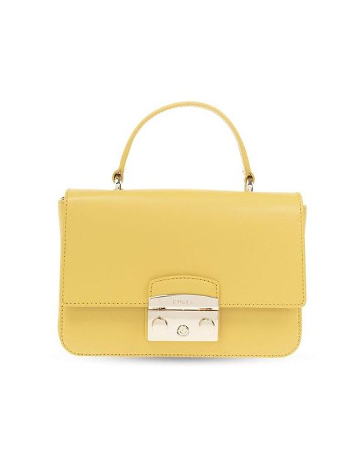 Furla Metropolis Pushlock Detailed Mini Top Handle Bag in Yellow Lyst