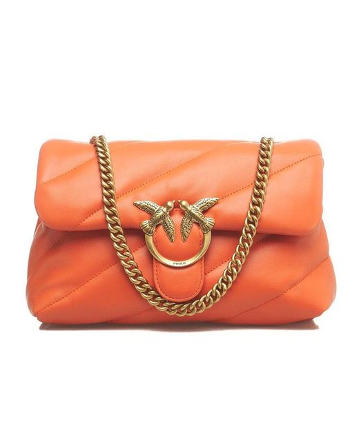 Pinko Orange Classic Love Puff Cross Body Bag