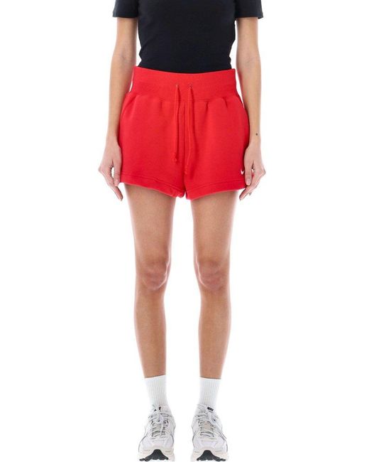 Nike Red Sportswear Phoenix Fleece High-waist Loose Shorts