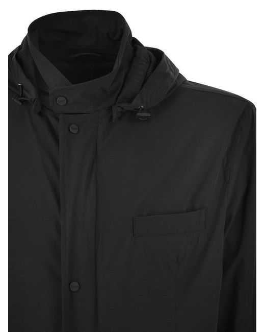Herno Black Technical Fabric Jacket With Hood for men