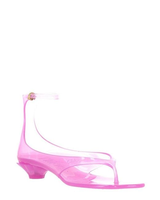 Chloé Pink Thong Sparkling Sandals