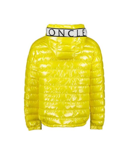 Moncler Yellow Logo Printed Hooded Jacket for men