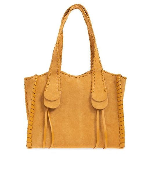 Chloé Orange 'mony Medium' Suede Shopper Bag,