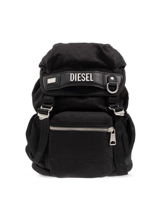 DIESEL Black ‘Logos Small’ Backpack With Logo