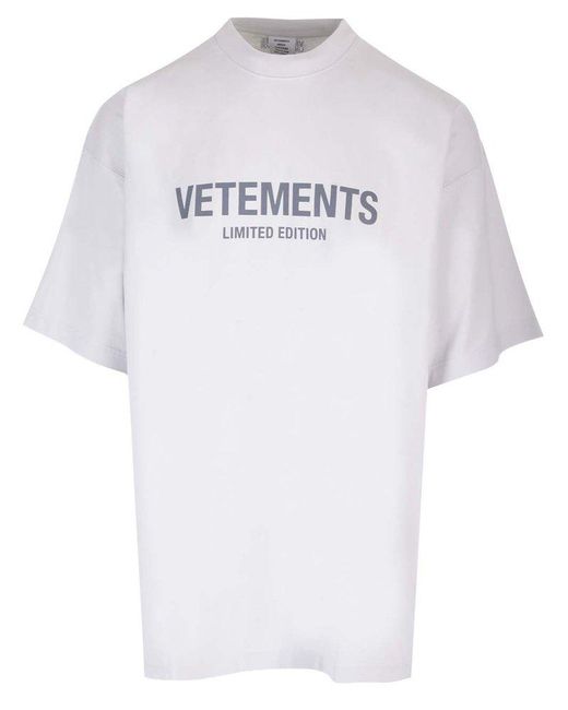 Vetements White Logo Printed Oversized T-shirt