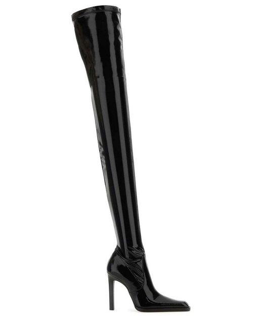 Saint Laurent Black Pointed Toe Heeled Boots