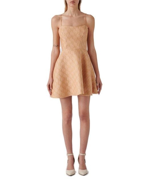 Elisabetta Franchi Natural Logo Jacquard Sleeveless Mini Dress