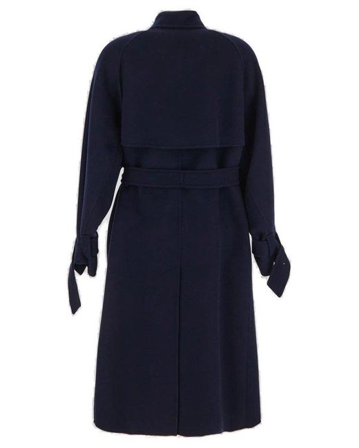 Max Mara Blue Falcone Belted Trench Coat