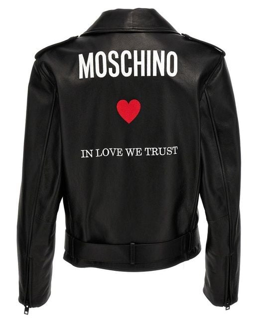 Moschino Black In Love We Trust Casual Jackets, Parka for men