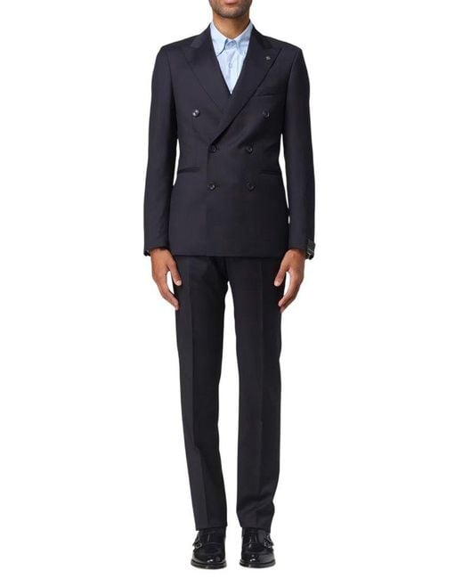Tagliatore Black Double-Breasted Tailored Suit for men