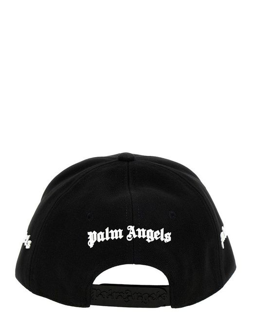 Palm Angels Black Embroidered Canvas Baseball Cap for men