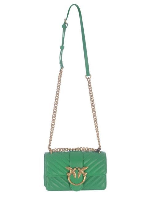 Pinko Green Love Mini Icon Quilted Shoulder Bag