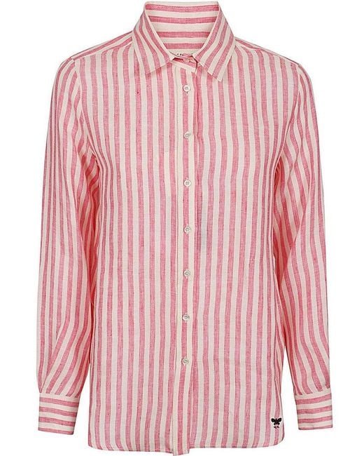 Weekend by Maxmara Pink Classic-cut Striped Shirt