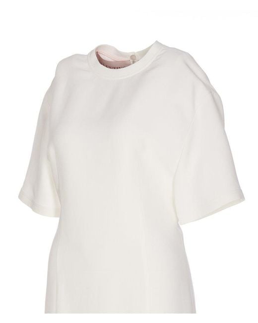 Valentino White Round Neck Short-sleeved Dress