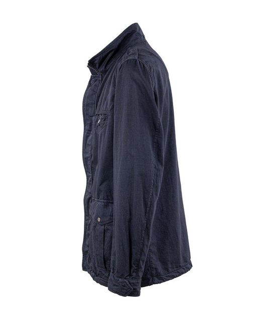 Herno Blue Zip-up High Neck Jacket for men