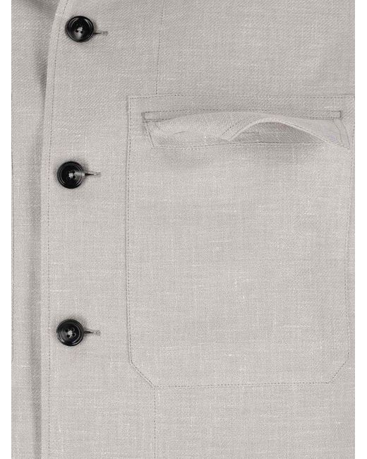 Zegna White Alba Buttoned Shirt Jacket for men