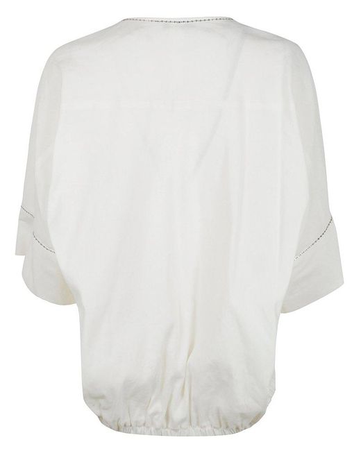 Fabiana Filippi White Chain Link Detail Blouse