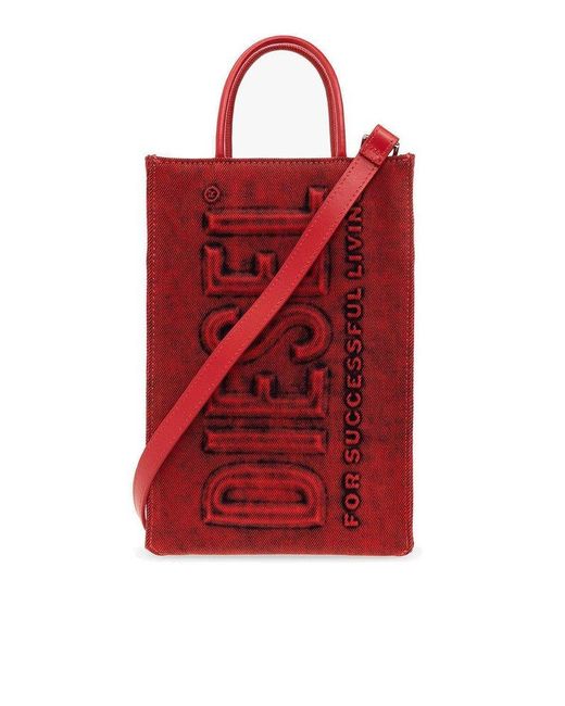 DIESEL Red 'dsl 3d' Shopper Bag