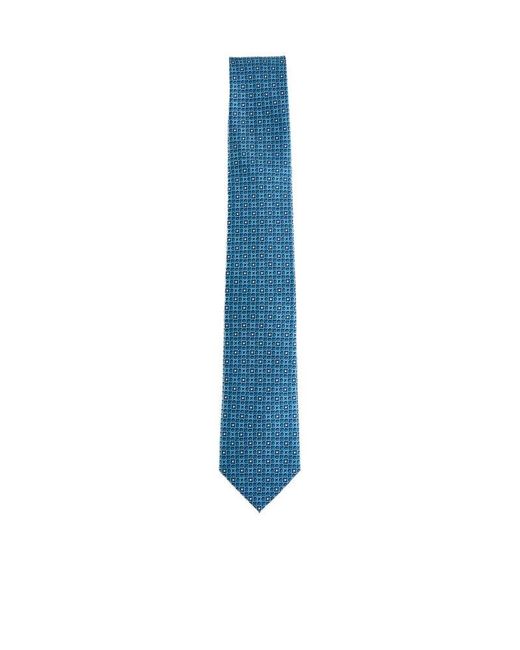Ferragamo Blue Micro Pattern Printed Tie for men