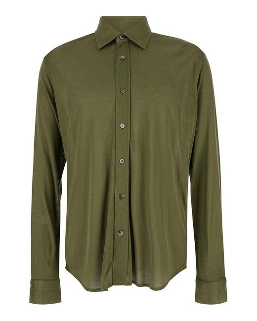 Tom Ford Green Khaki Satin Shirt for men