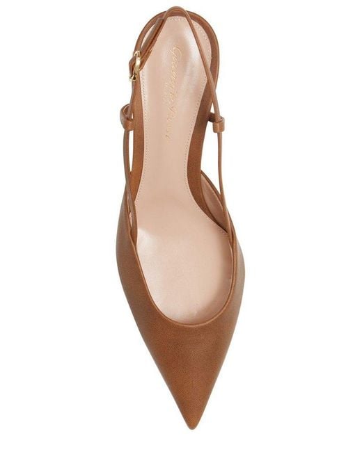 Gianvito Rossi Brown Pointed-toe Slingback Buckle-fastened Pumps