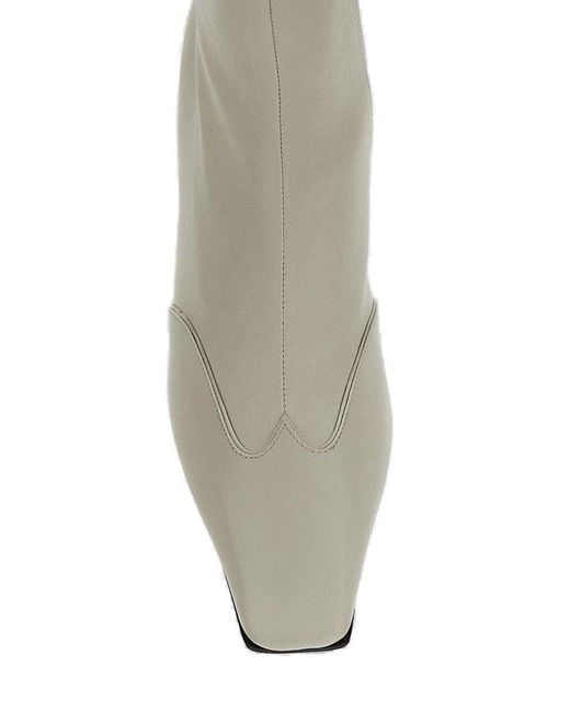 Khaite Gray Nevada Square-Toe Ankle Boots