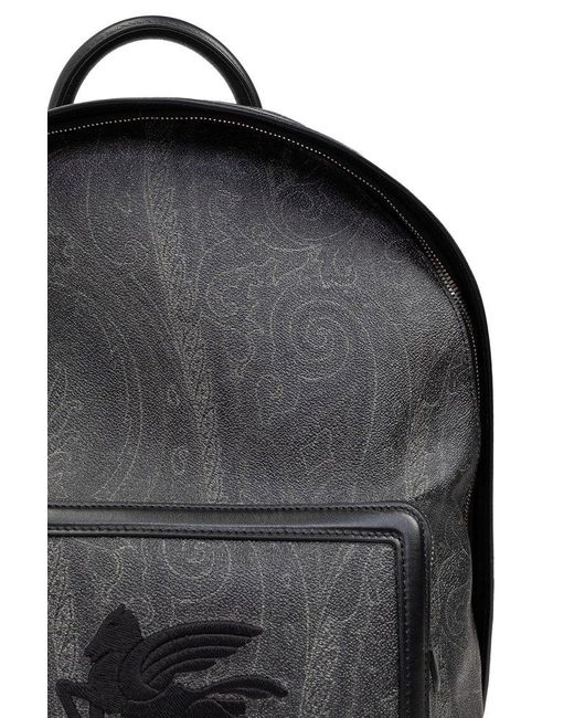 Etro Black Backpack With Logo, for men