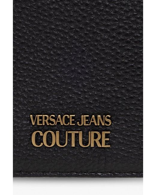 Versace Black Logo Plaque Around-zip Wallet for men