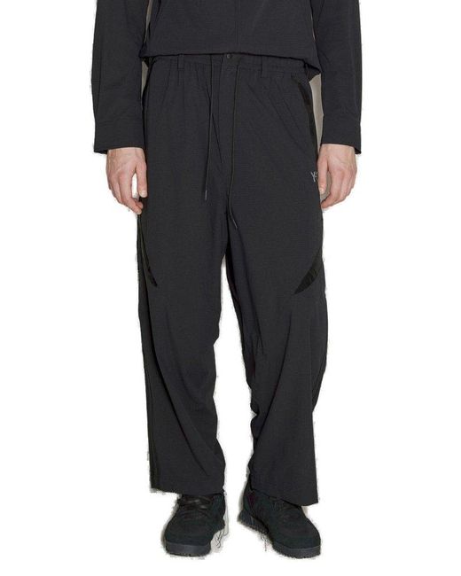 Y-3 Black Logo-Printed Wide-Leg Track Pants for men