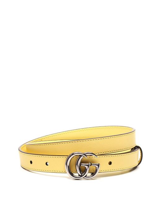 Gucci Yellow Thin Belt With Double G Buckle