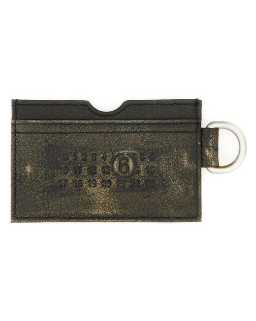 MM6 by Maison Martin Margiela Black Leather Distressed Numeric Card Holder for men