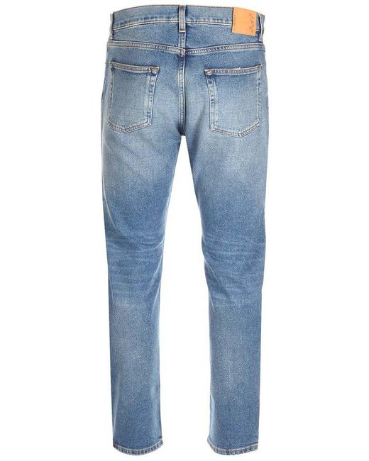 Haikure Blue Straight-leg Stonewashed Slim-fit Jeans for men
