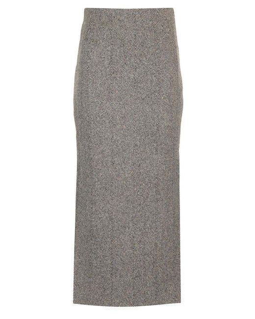 Etro Gray Herringbone Midi Skirt