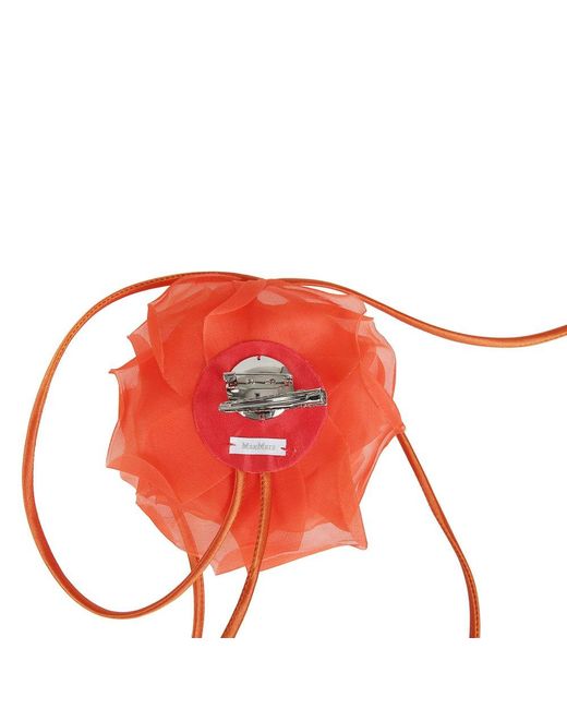 Max Mara Red Jessy Logo Patch Brooch