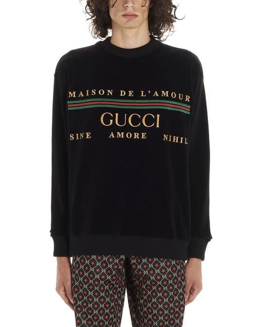Gucci Black Chenille Embroidered Popover Hoody for men