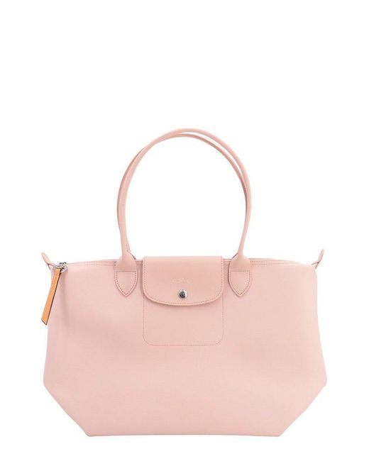 Longchamp Pink Le Pliage Logo Embossed Medium Tote Bag