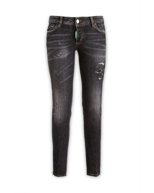 DSquared² Black Distressed Skinny Jeans