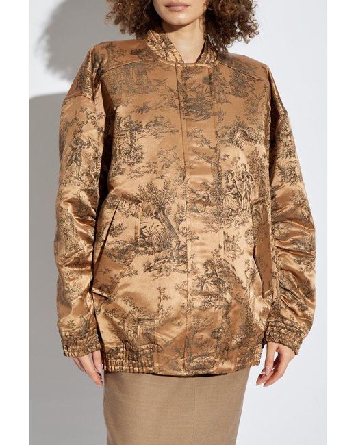 Munthe Brown Elegant Patterned Bomber Jacket