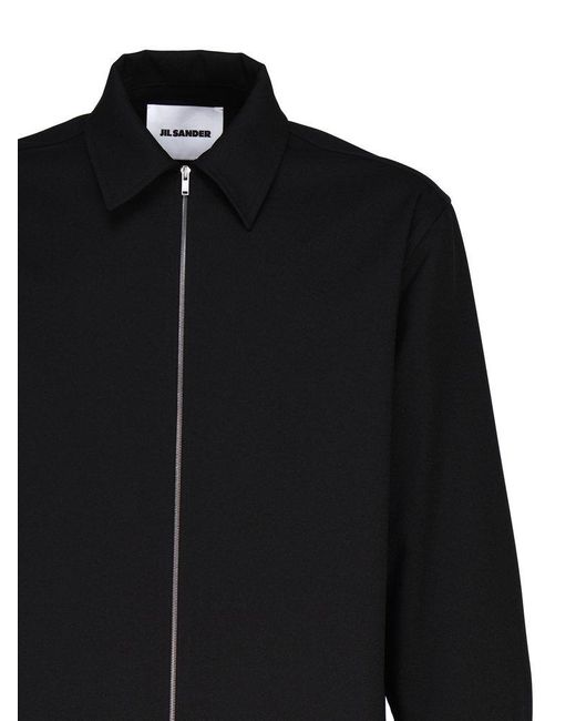 Jil Sander Black Zip-up Straight Hem Shirt Jacket for men
