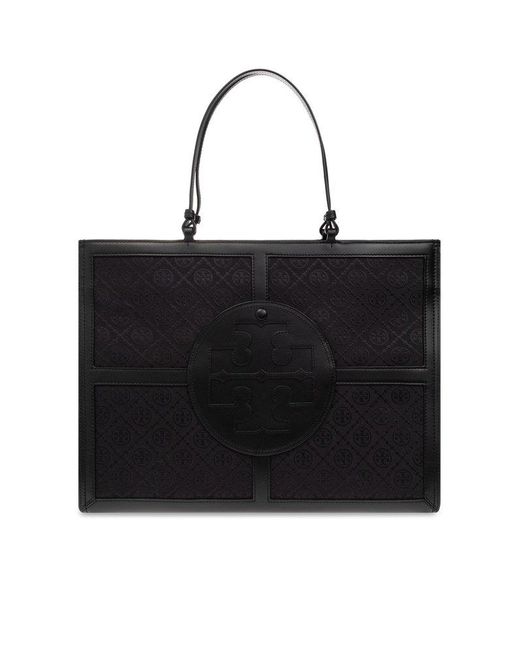 Tory Burch Black ‘Ella T Monogram’ Shopper Bag