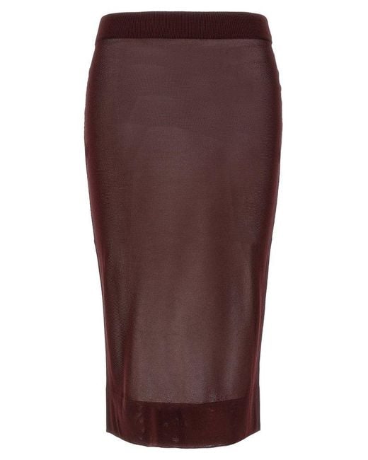 Saint Laurent Brown 'Knit Pencil Skirt