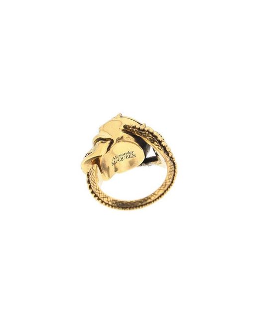 Alexander McQueen Metallic Skull Embellished Ring for men