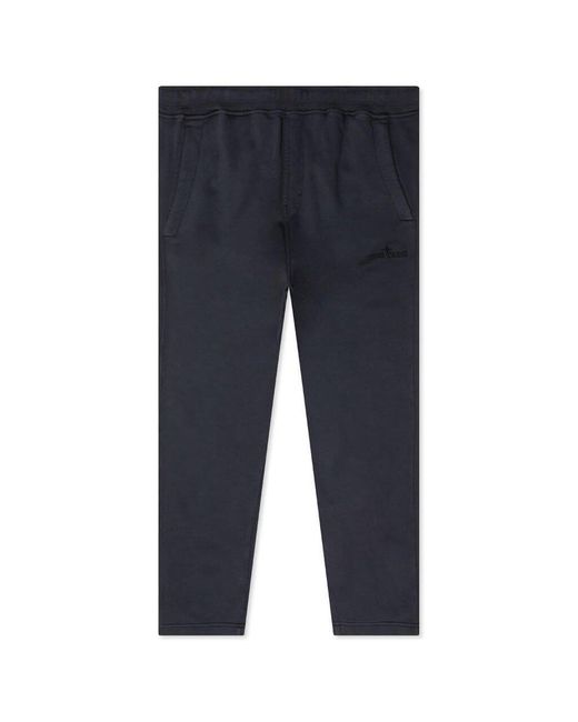Stone Island Blue Logo Embroidered Sweatpants for men