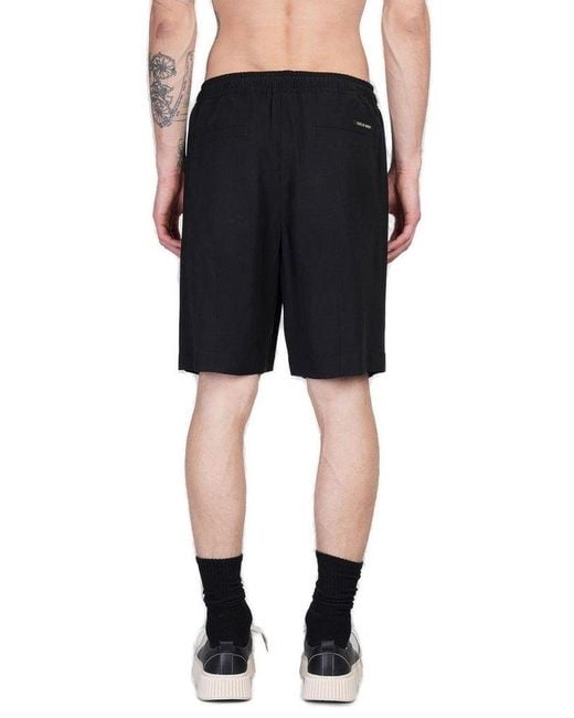 State of Order Black Knee-Length Drawstring Shorts for men
