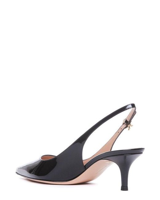 Gianvito Rossi Slingback Pointed-toe Slip-on Pumps in Black | Lyst